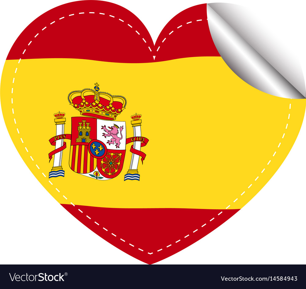 Sticker design for spain in heart shape Royalty Free Vector