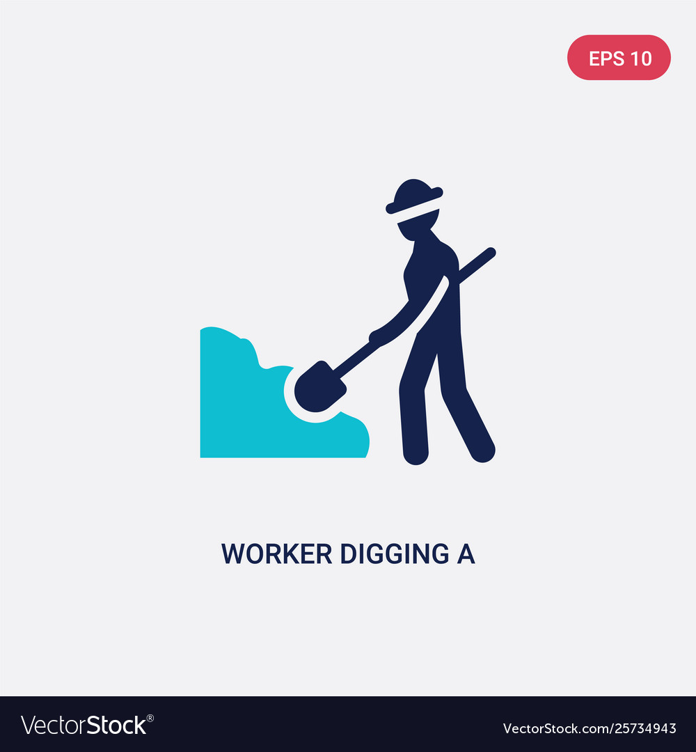 Two color worker digging a hole icon from