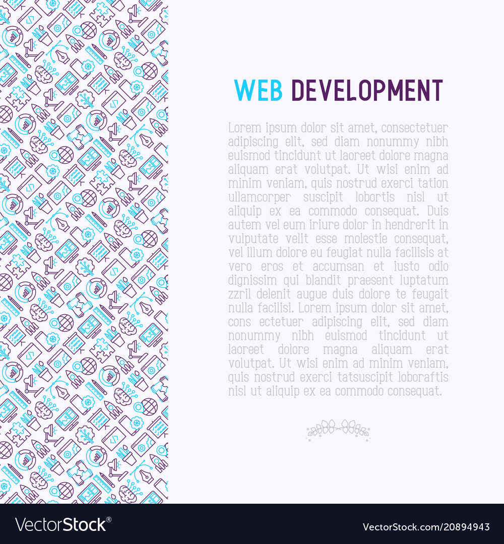 Web development concept with thin line icons vector image Web development concept with thin line icons