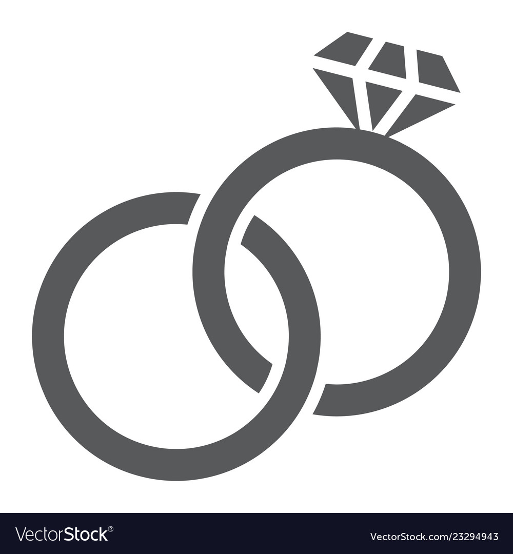 Download Wedding rings glyph icon jewelry and marriage Vector Image