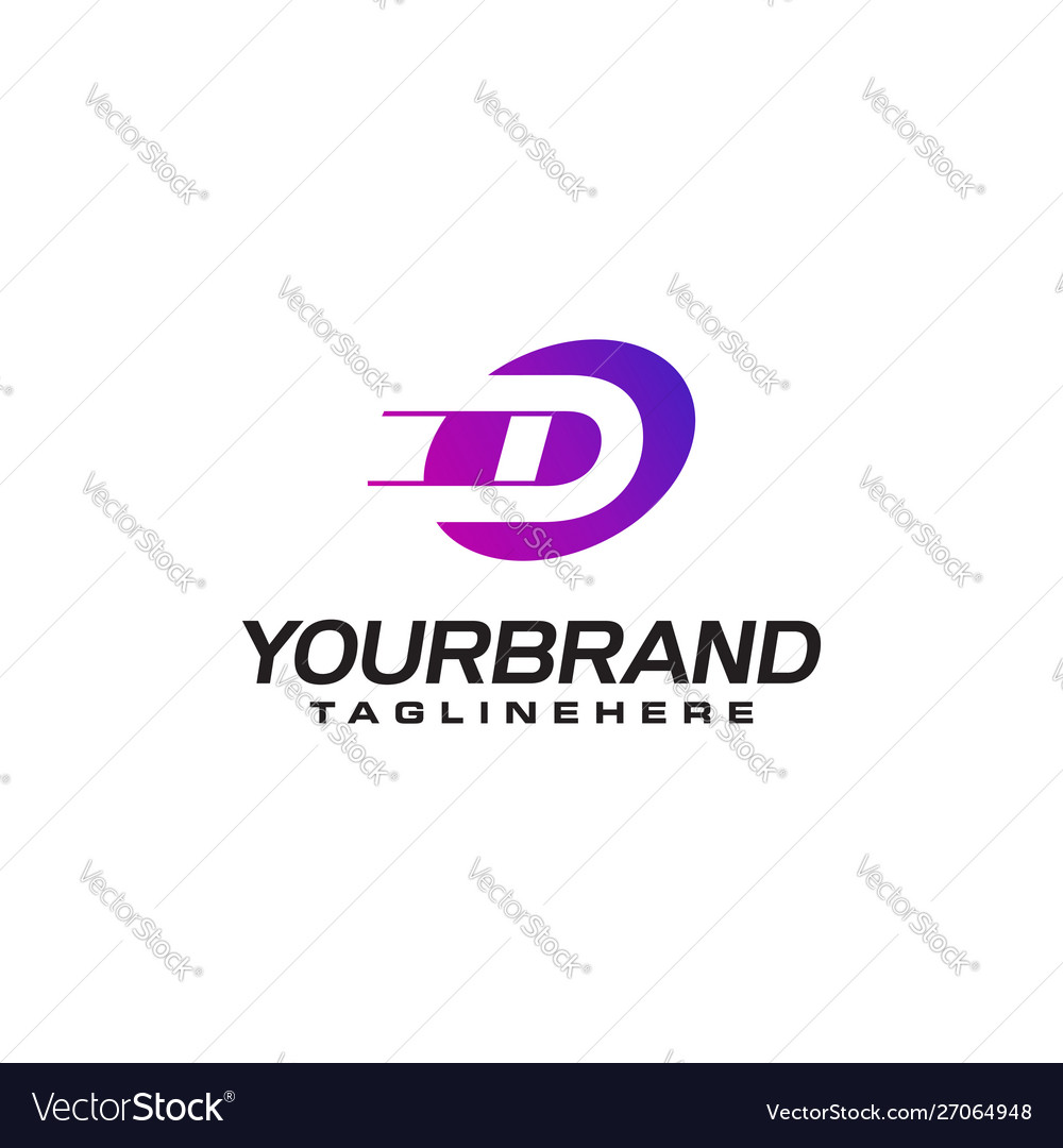 Abstract letter d logo with fast speed lines