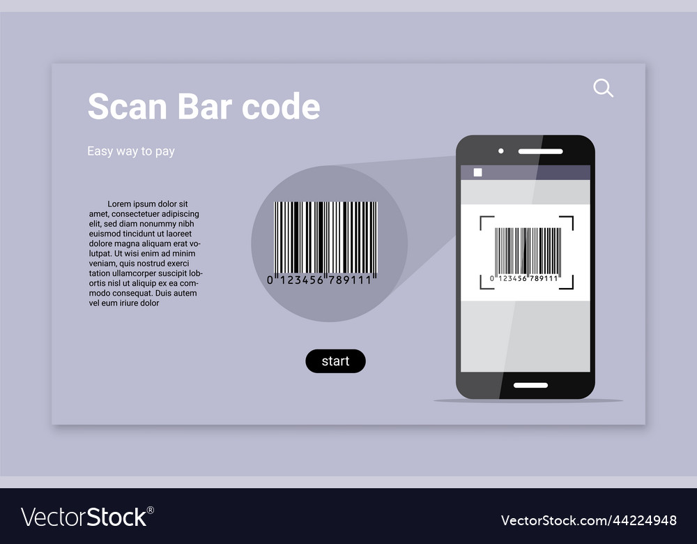 Barcode Scan Farbe Landing Seite Vorlage vector image Barcode Scan Farbe Landing Seite Vorlage