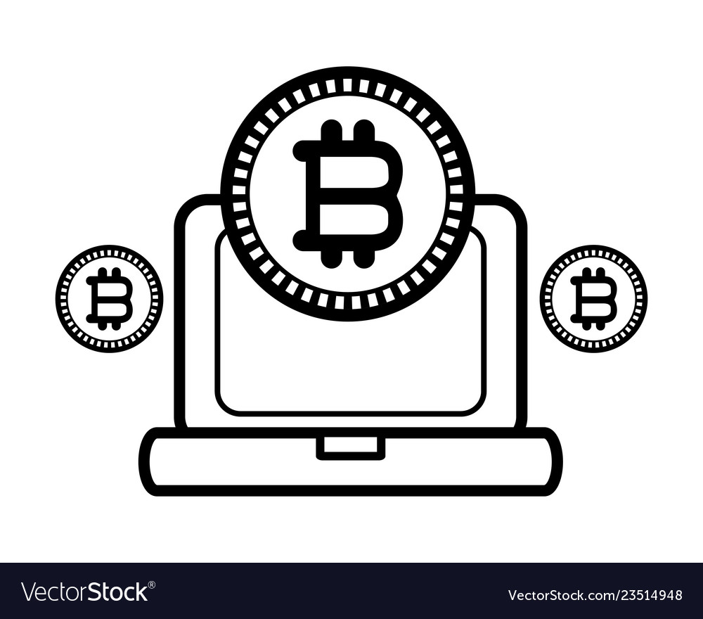Bitcoin with computer black and white