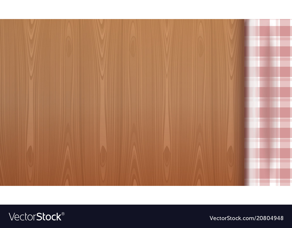 Checkered tablecloth on a wood background