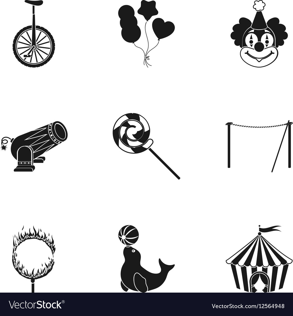 Circus set icons in black style big collection