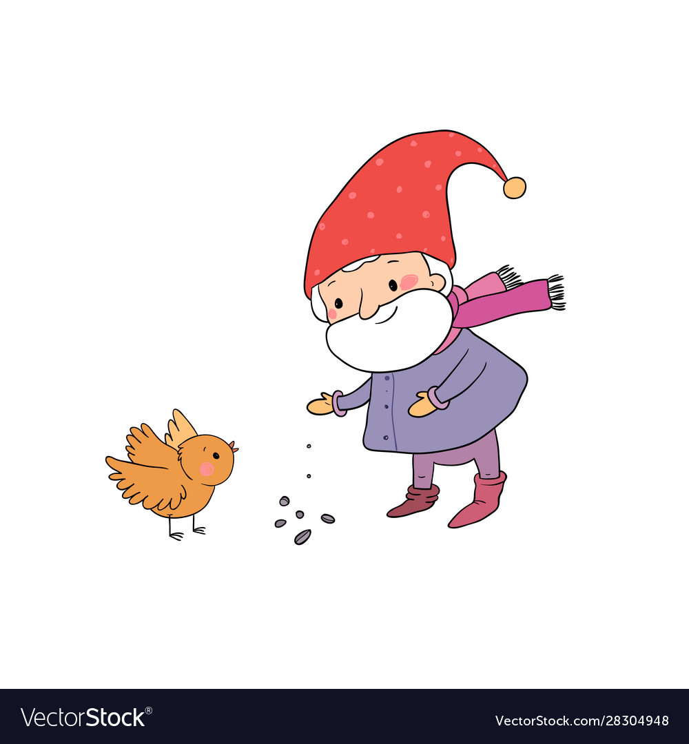 Cute cartoon gnomes christmas elves forest vector image Cute cartoon gnomes christmas elves forest
