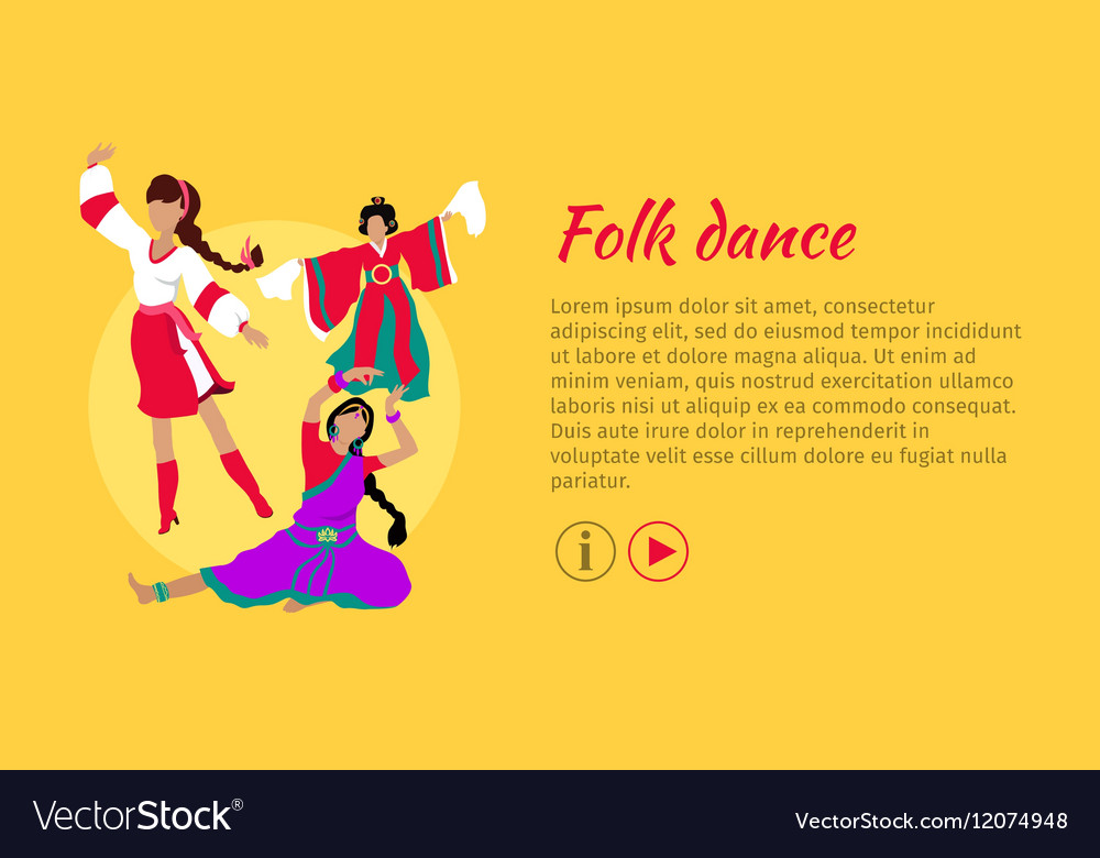 Folk dance conceptual flat style web banner Vector Image