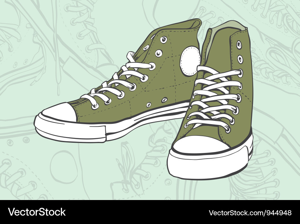 Green sneakers Royalty Free Vector Image - VectorStock