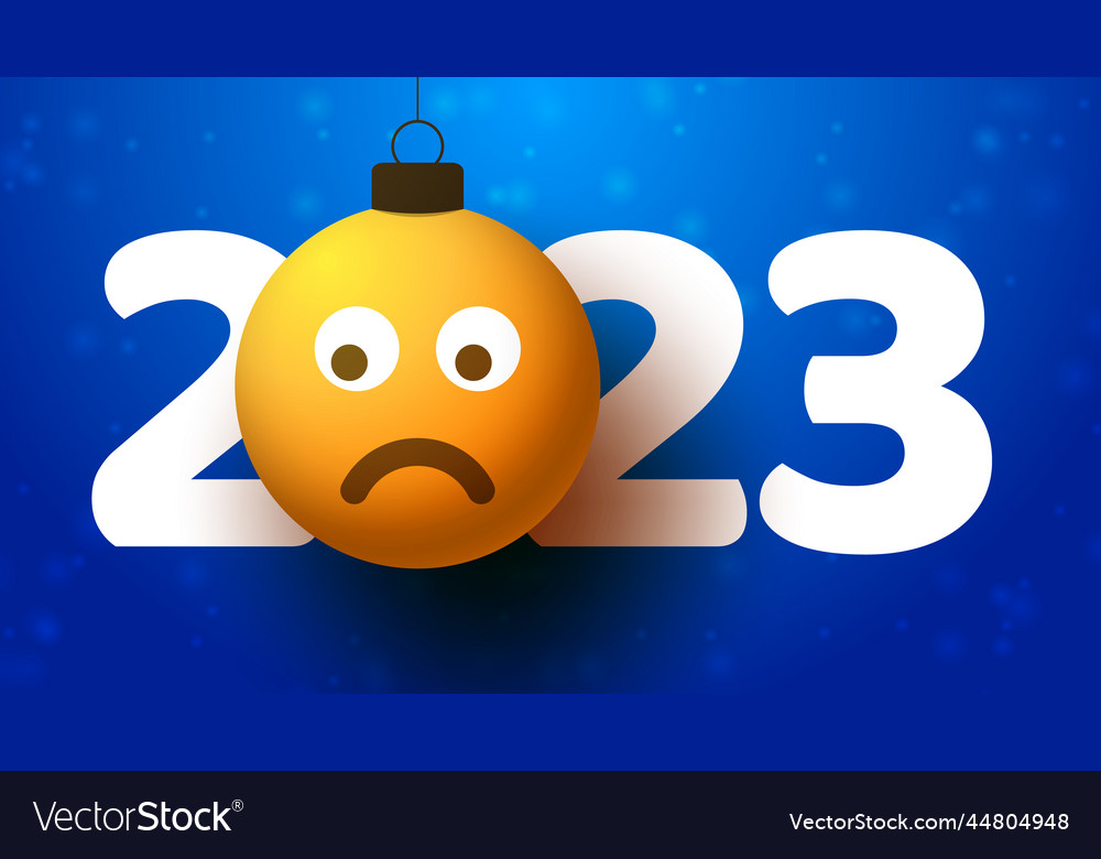 Grußkarte für 2023 neues Jahr mit traurigem Emoji