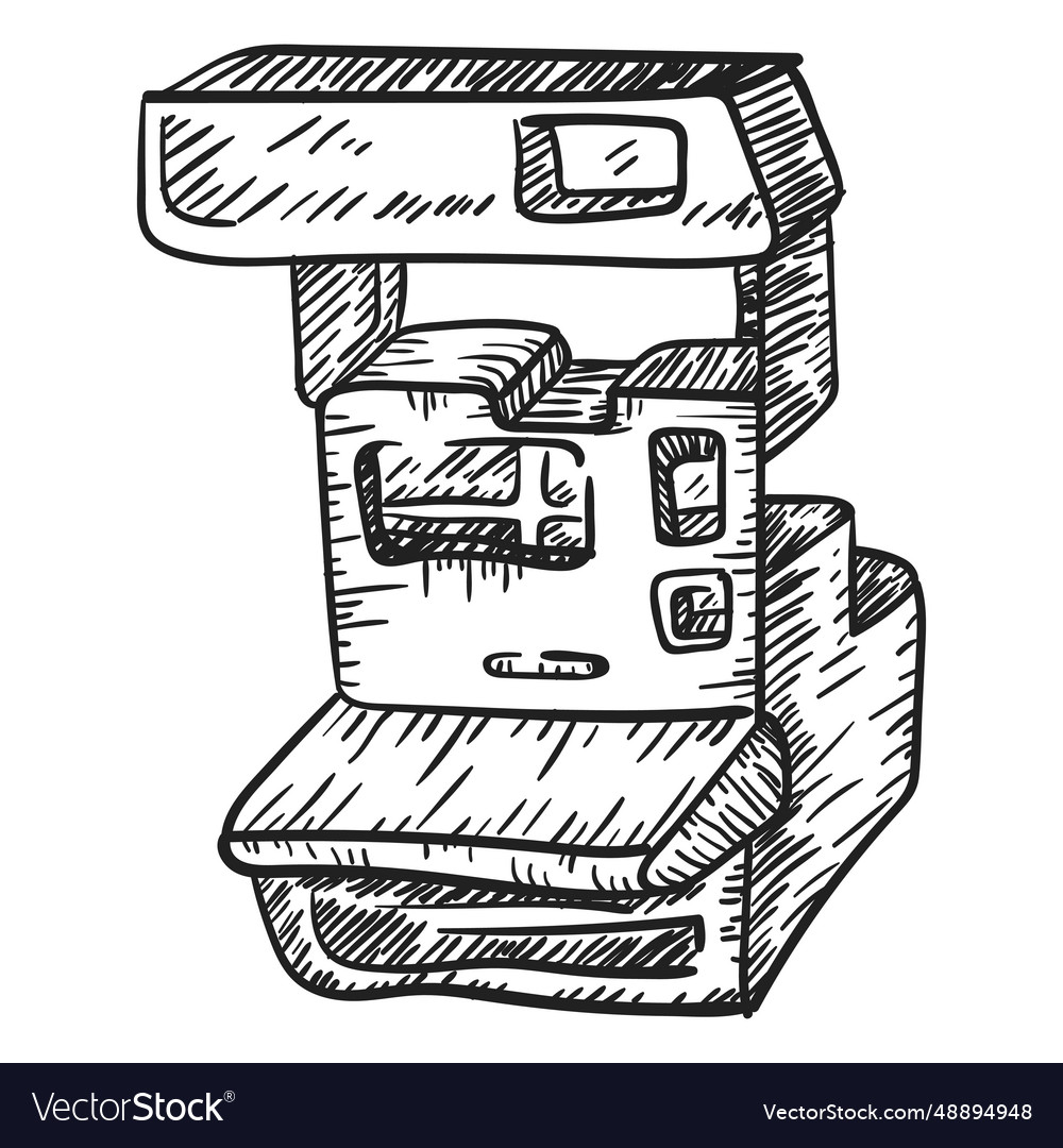 Instant analog camera sketch vector image Instant analog camera sketch