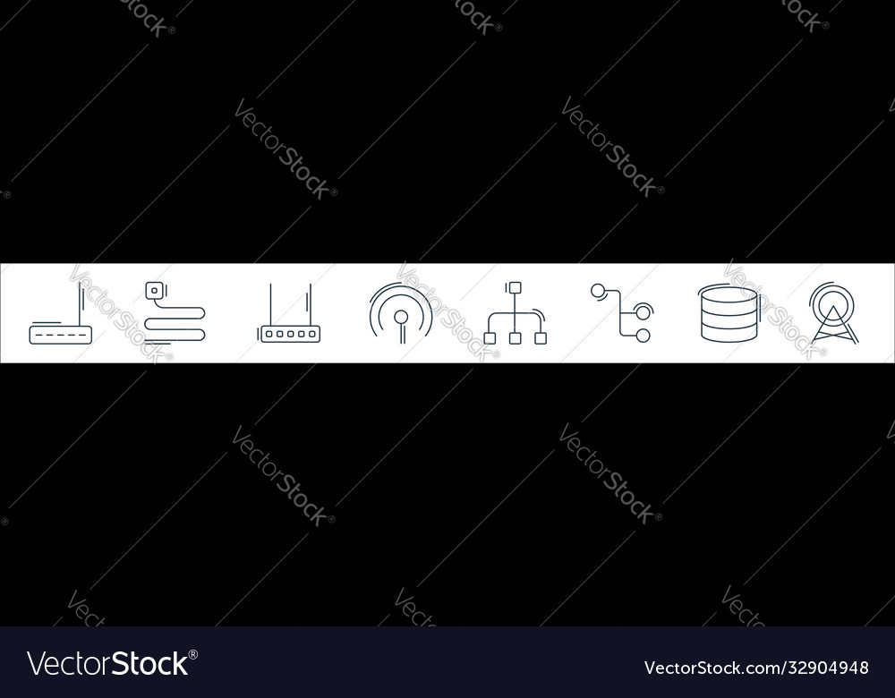 Network and database line icons linear set vector image Network and database line icons linear set