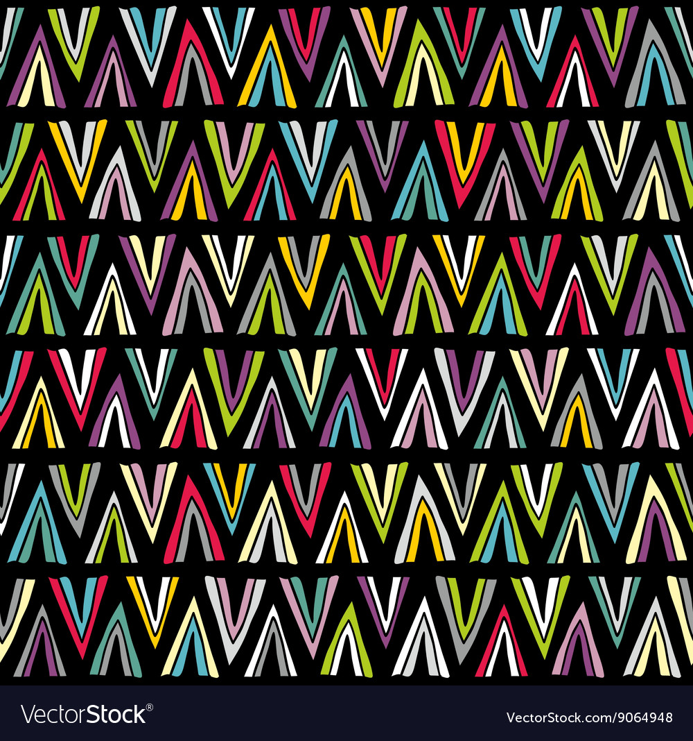 Seamless pattern with colorful doodle triangles