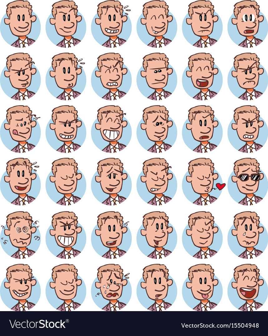 Set of young businessman emojis
