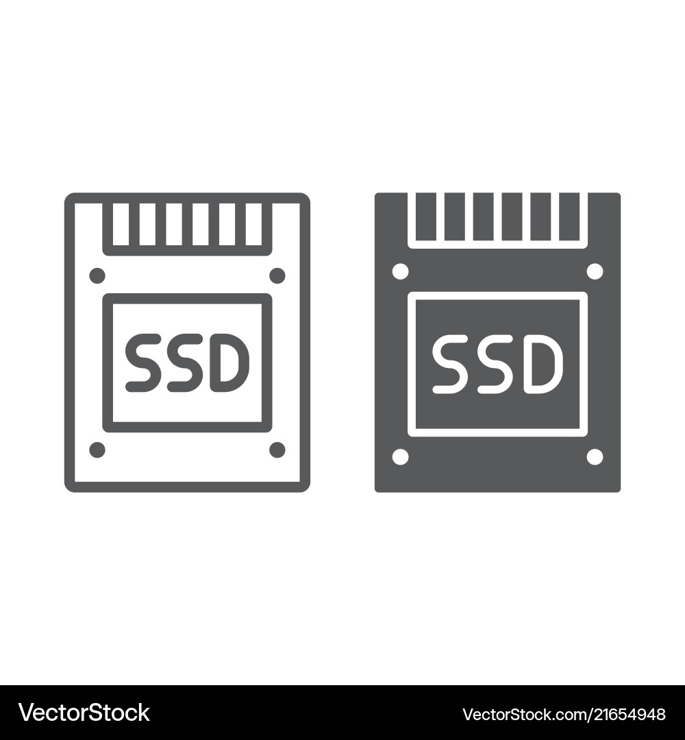 Ssd line and glyph icon electronic device Vector Image