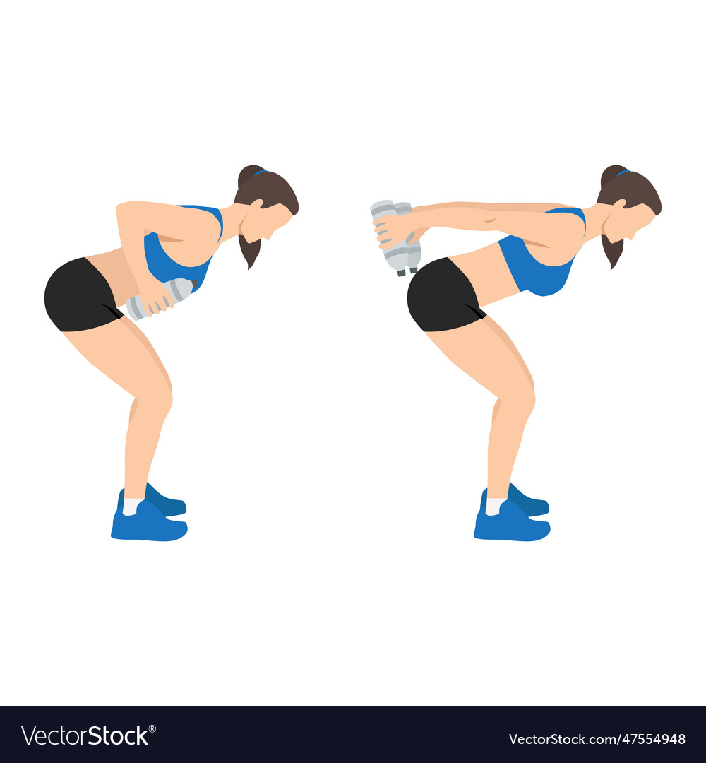 Woman doing bent over double arm tricep kickbacks Vector Image