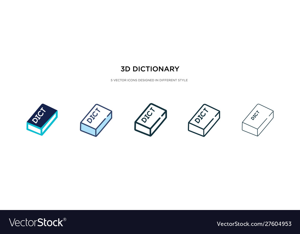 3d dictionary icon in different style two vector image 3d dictionary icon in different style two
