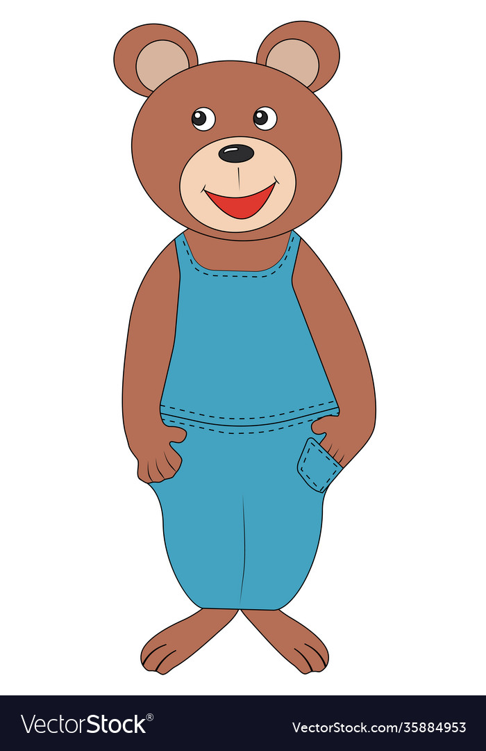 Cartoon Charakter Tier Teddy Bär in Kleidung vector image Cartoon Charakter Tier Teddy Bär in Kleidung