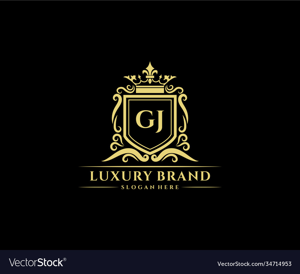 Gj initial letter gold calligraphic feminine Vector Image