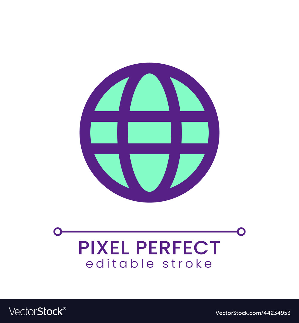 Globe pixel perfect rgb color ui icon vector image Globe pixel perfect rgb color ui icon