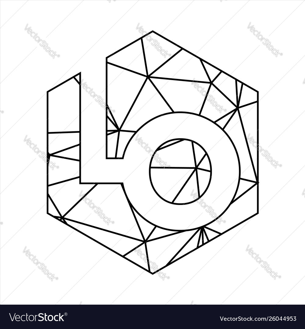 Lo geometric triangle block chain font vector image Lo geometric triangle block chain font