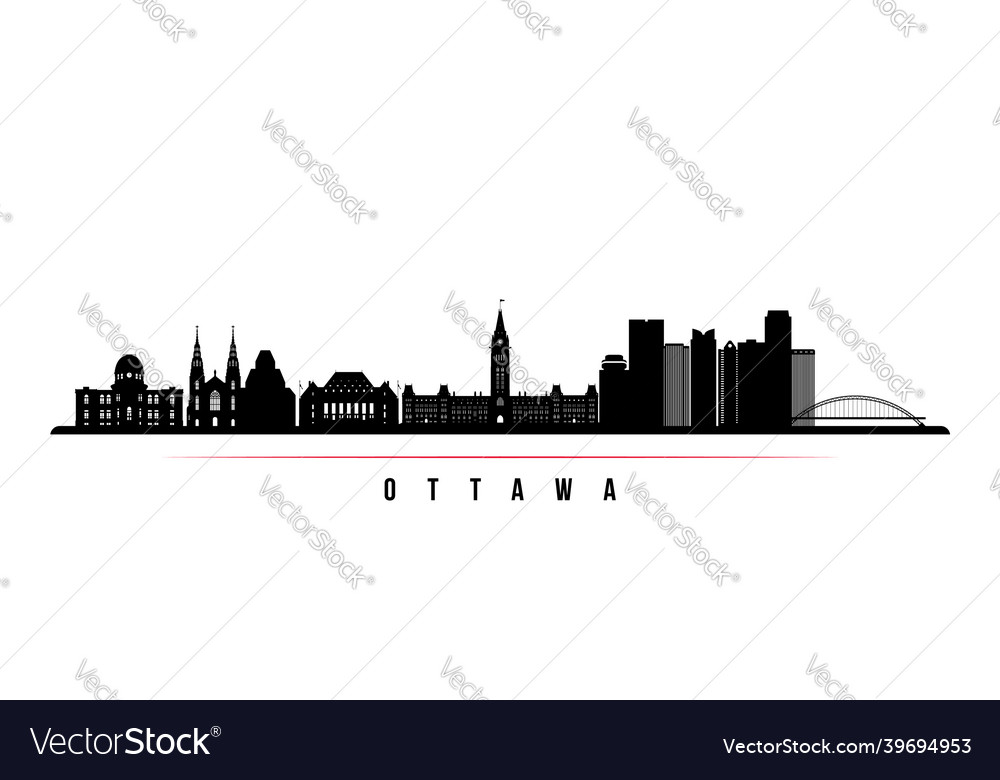 Ottawa Skyline horizontale Banner schwarz und weiß