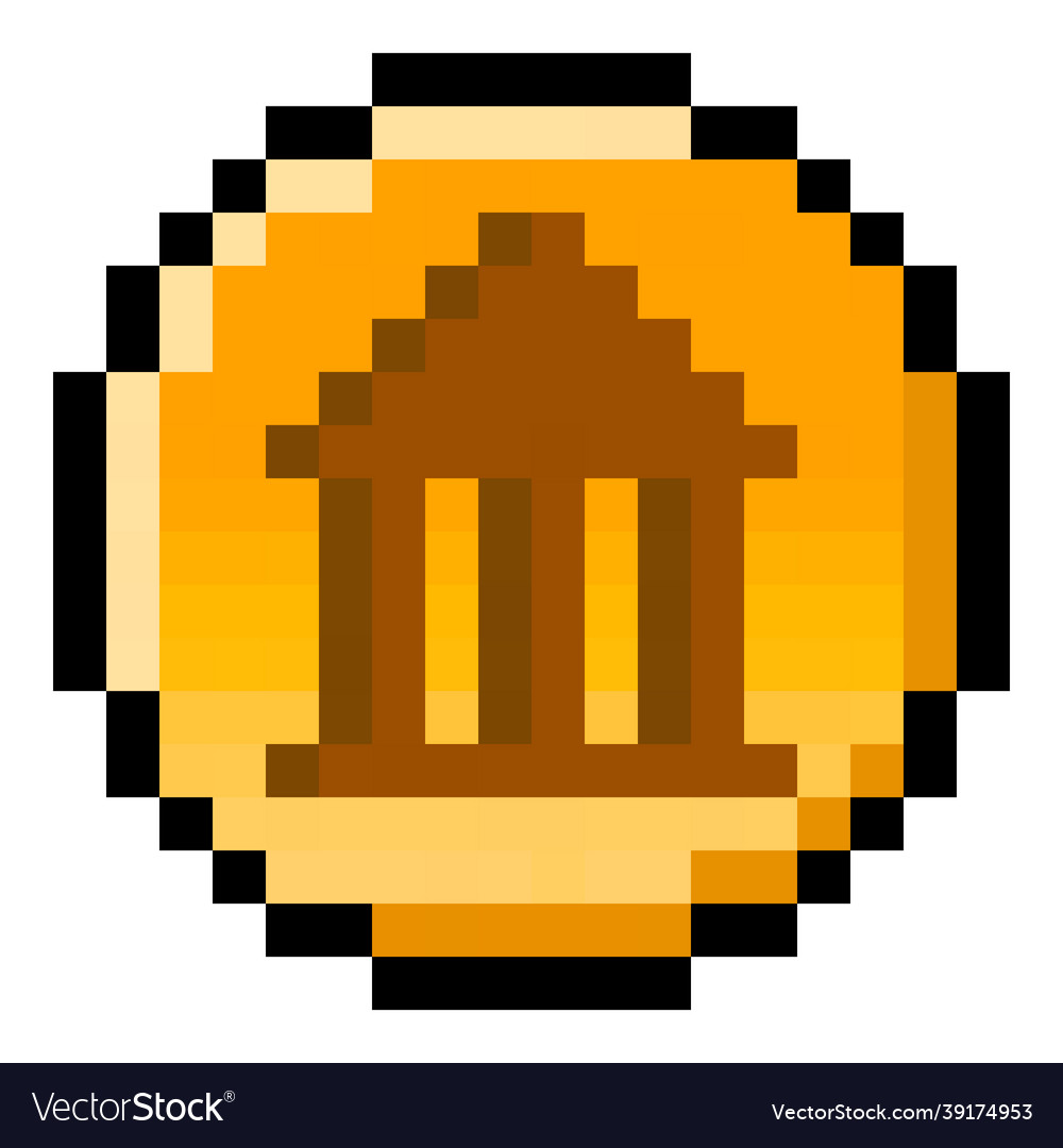 Pixel government coin - isolated