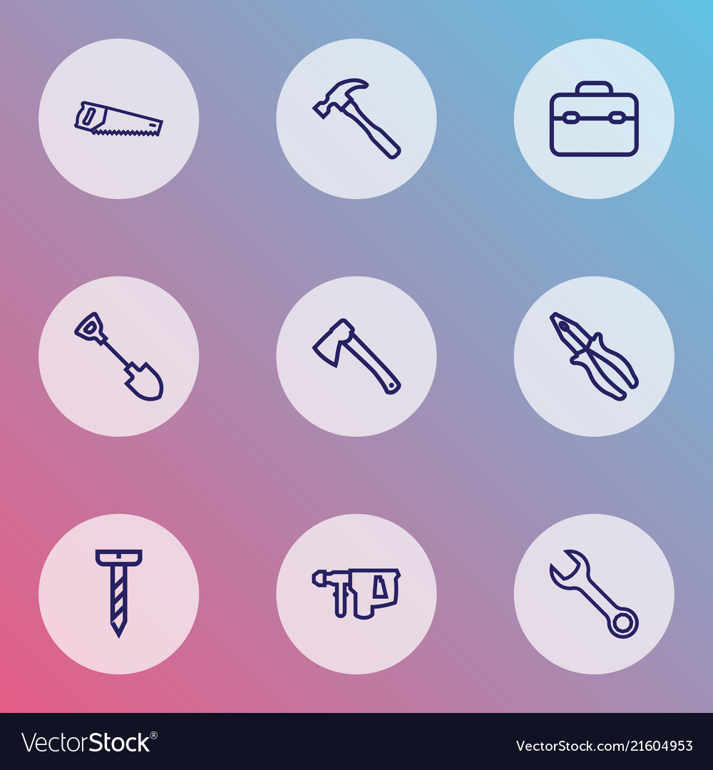 Tools icons line style set with electric vector image Tools icons line style set with electric