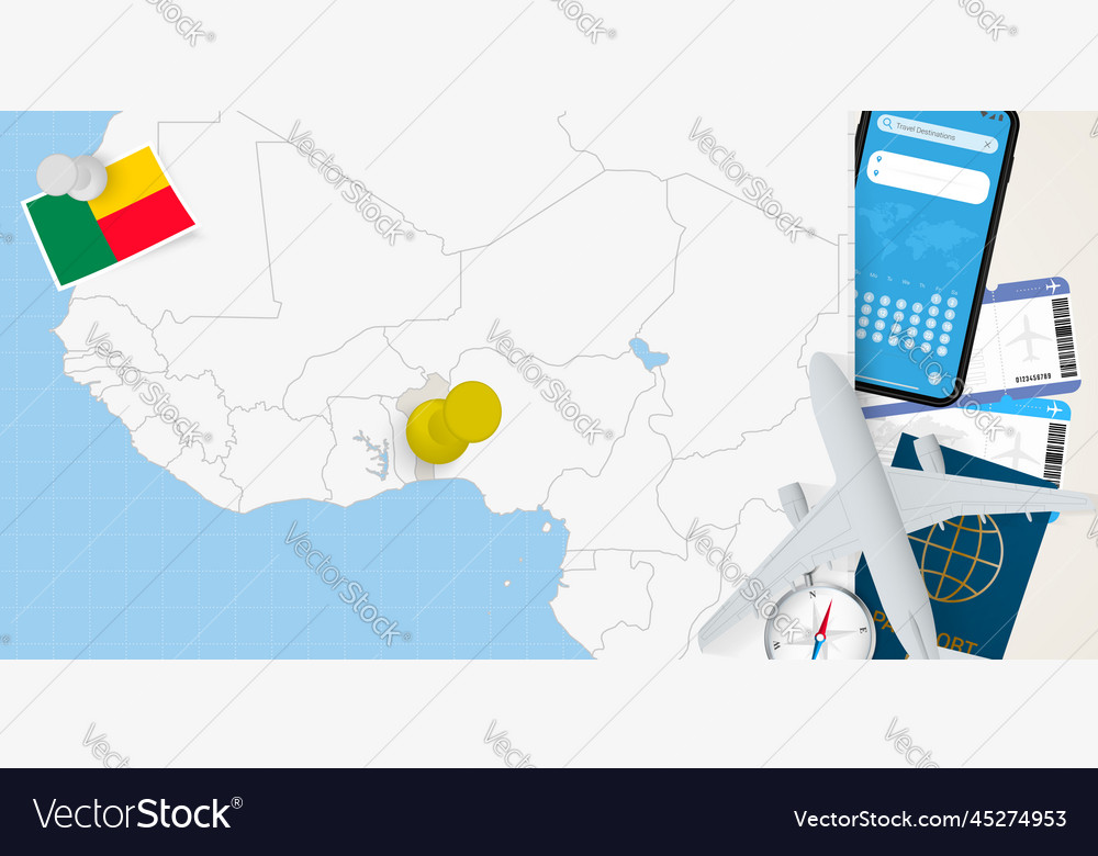 Anreise mit benin Konzeptkarte mit Pin