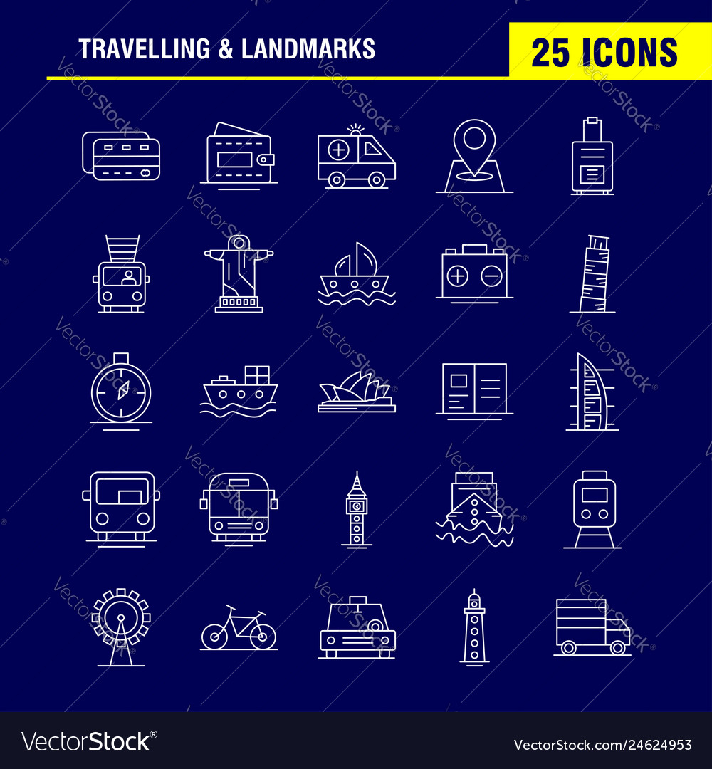 Travelling and landmarks line icon for web print vector image Travelling and landmarks line icon for web print