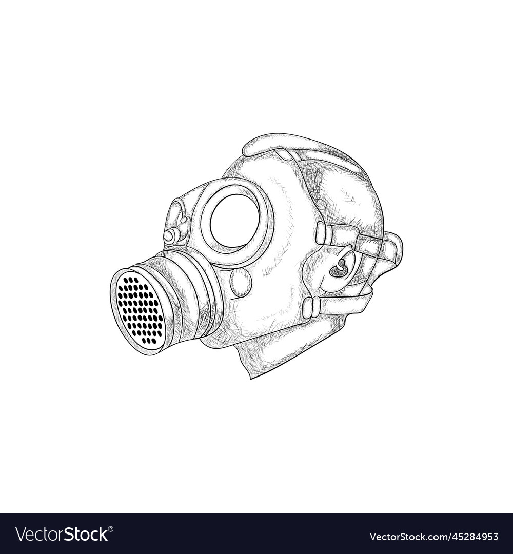 Wearing mask protection line art desi Royalty Free Vector