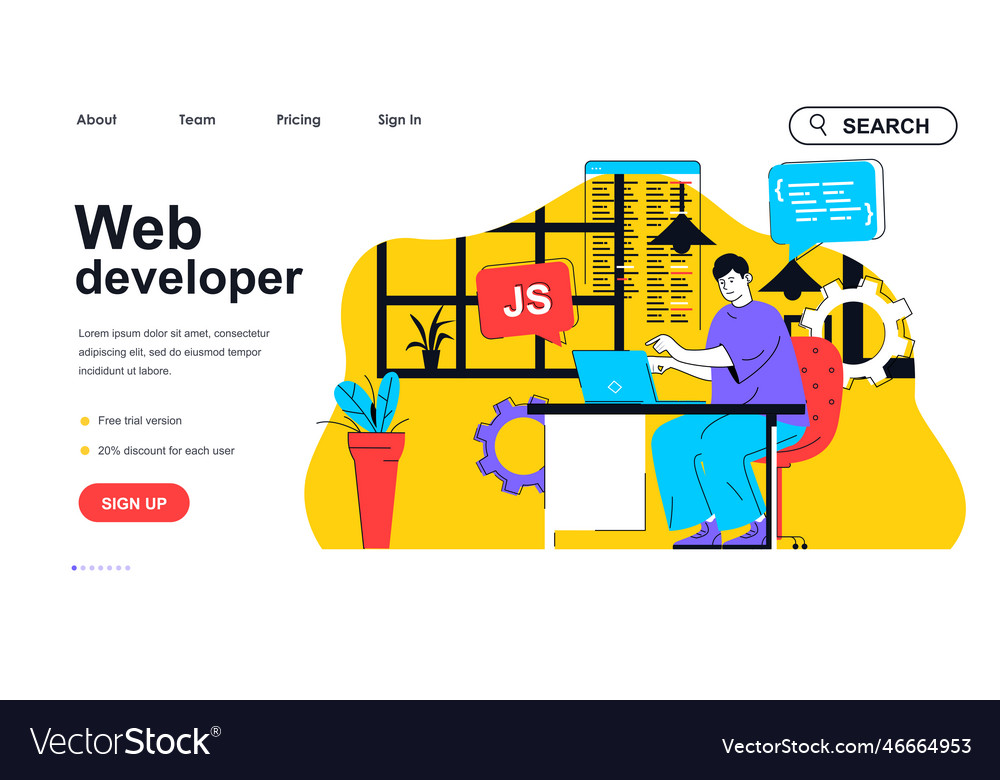 Web Developer Concept For Landing Page Template Vector Image Web Developer Concept For Landing Page Template Vector Image