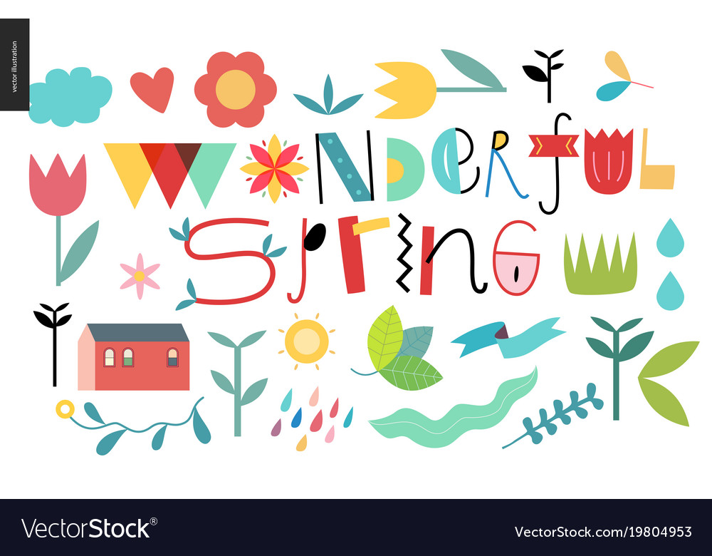 Wonderful spring lettering and elements