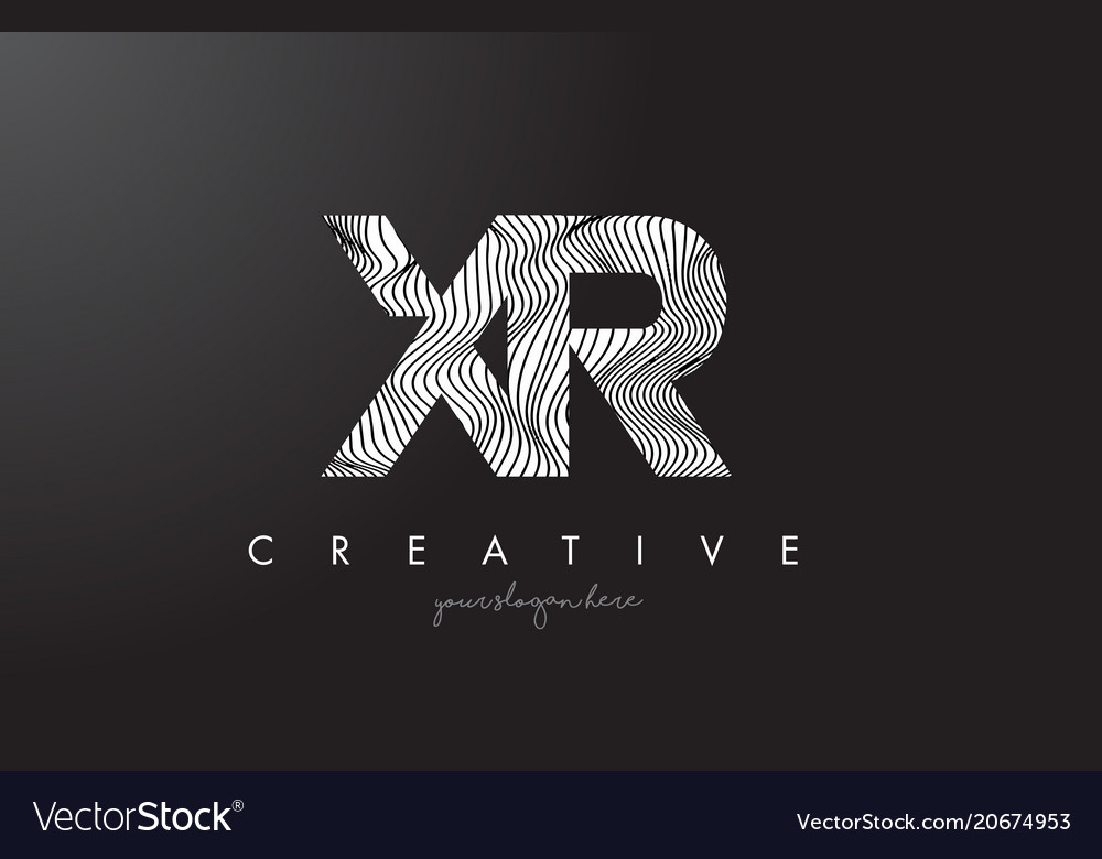 Xr x r letter logo with zebra lines texture