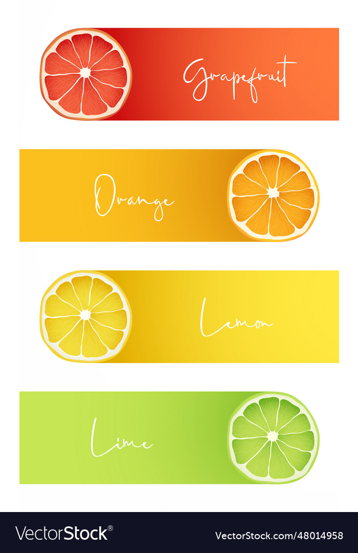 Banners with fresh fruits of grapefruit orange