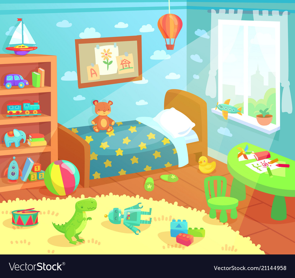 Cartoon Kids Bedroom Interior Home Childrens Room