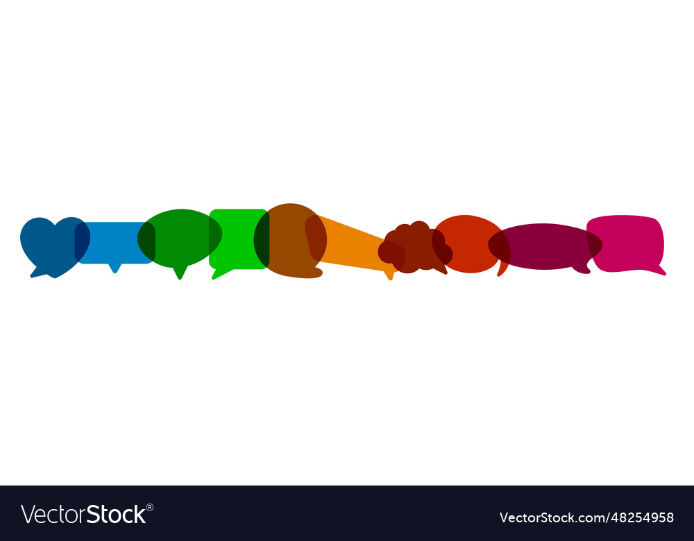 Composition of connected colorful speech bubbles