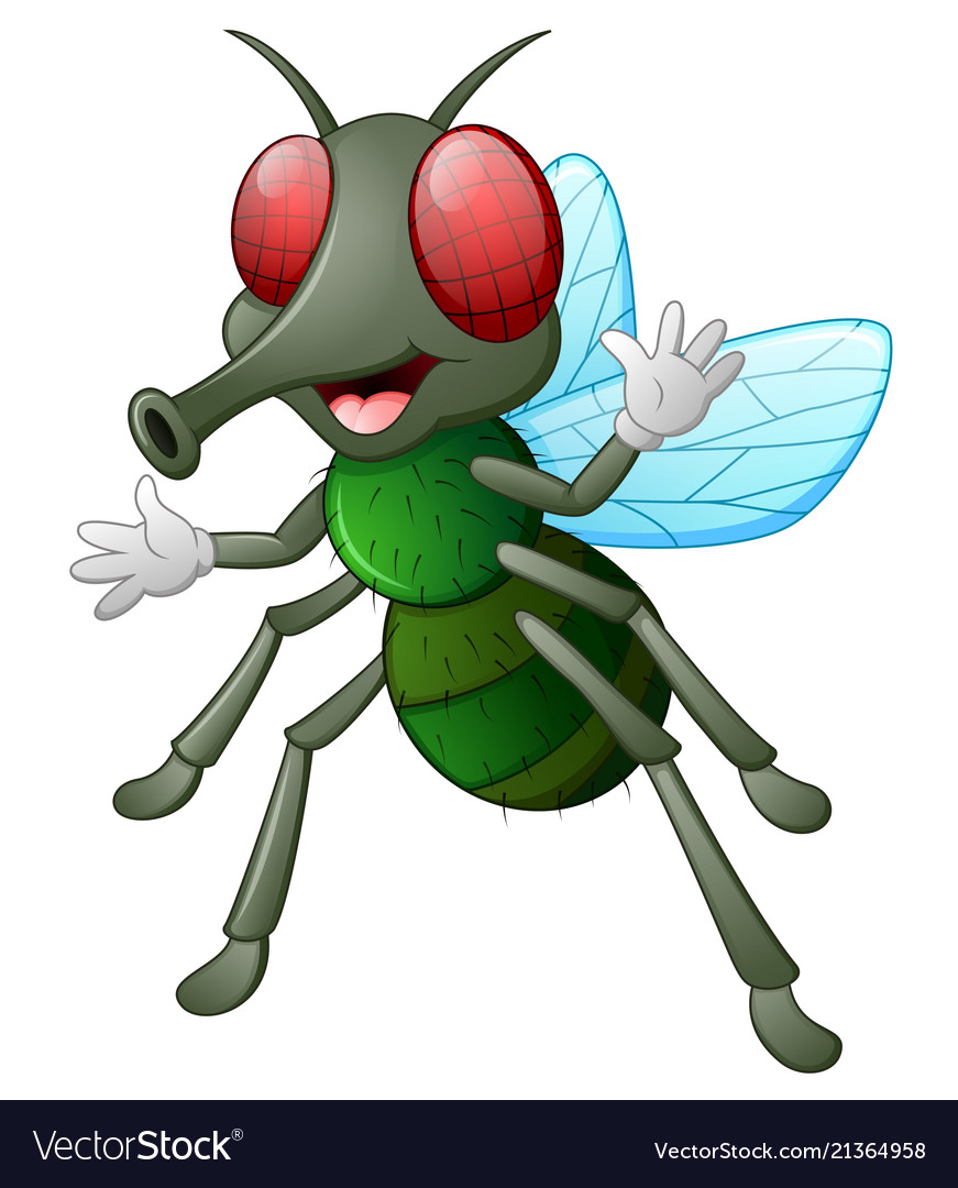 Cute fly animal waving hand Royalty Free Vector Image