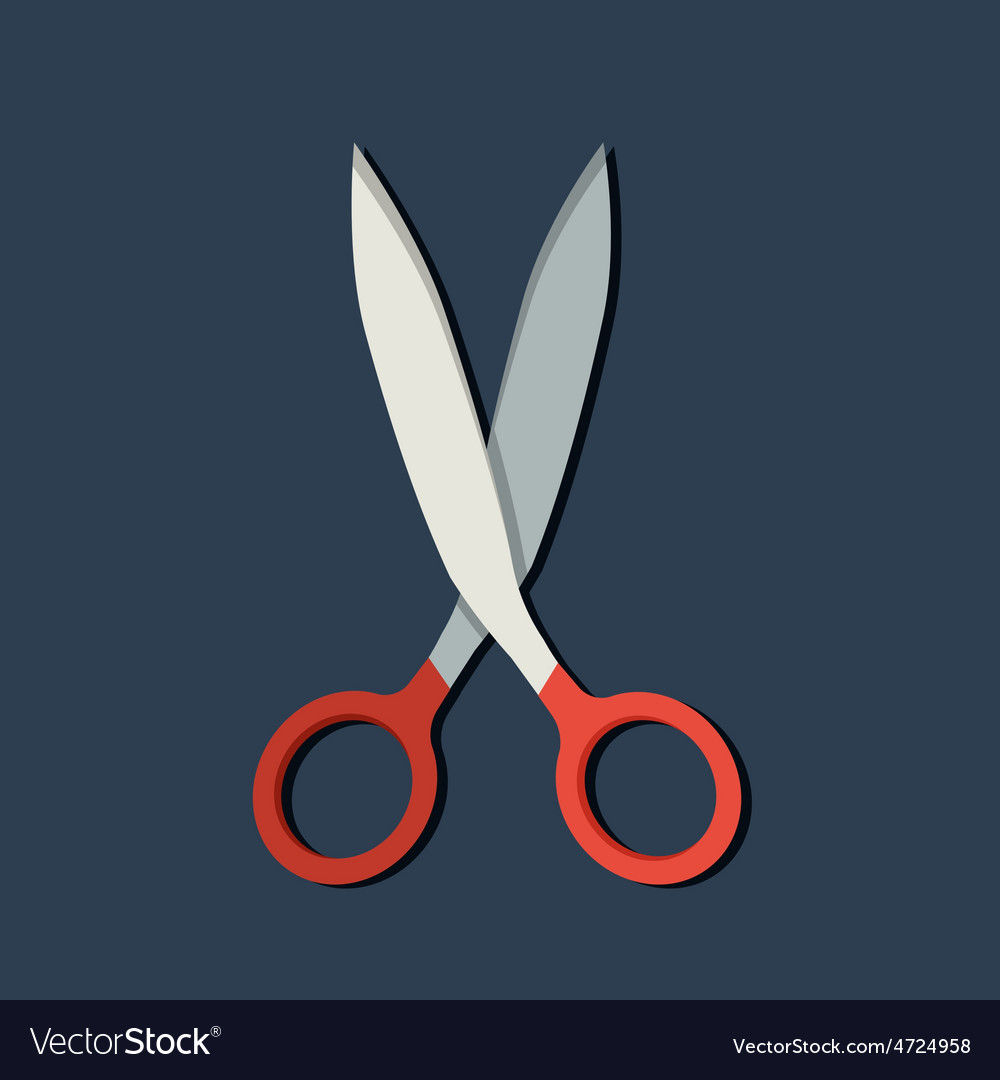 Flat scissors icon with shadow