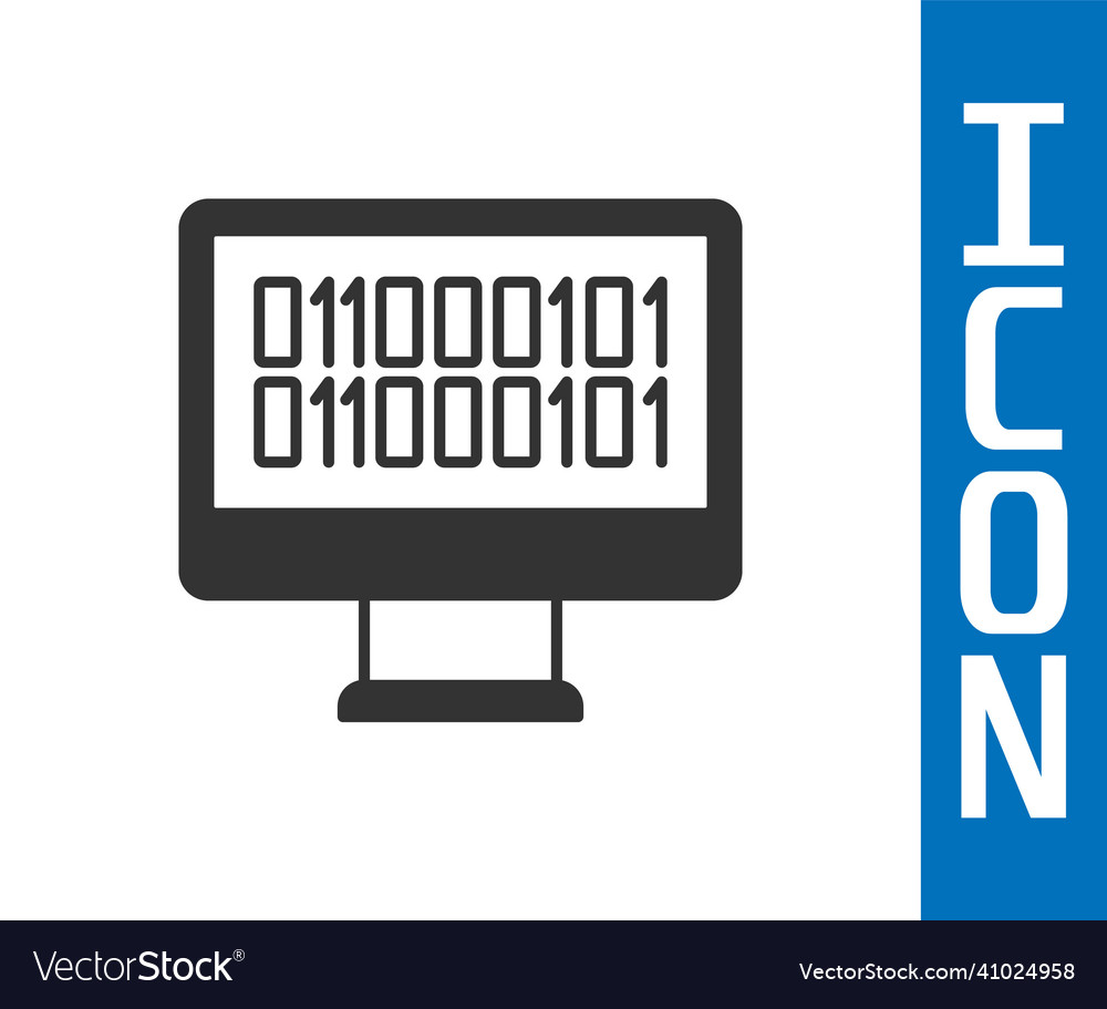 Grey binary code icon isolated on white background