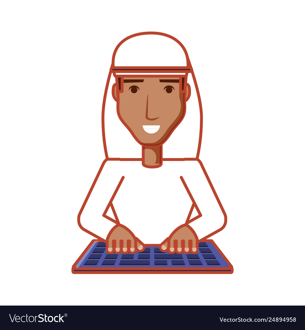 Man arab with keyboard icon