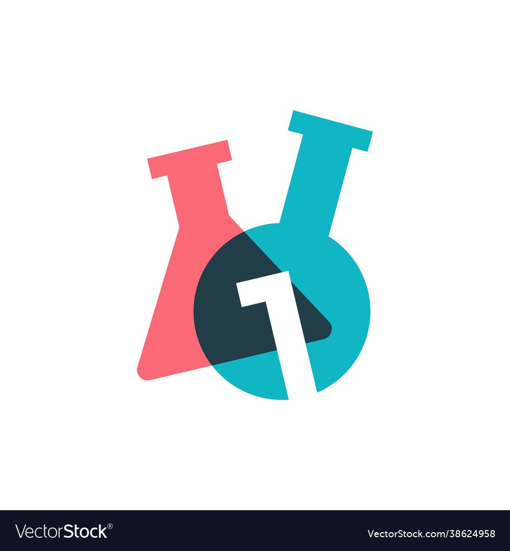 One 1 number lab laboratory glassware beaker logo