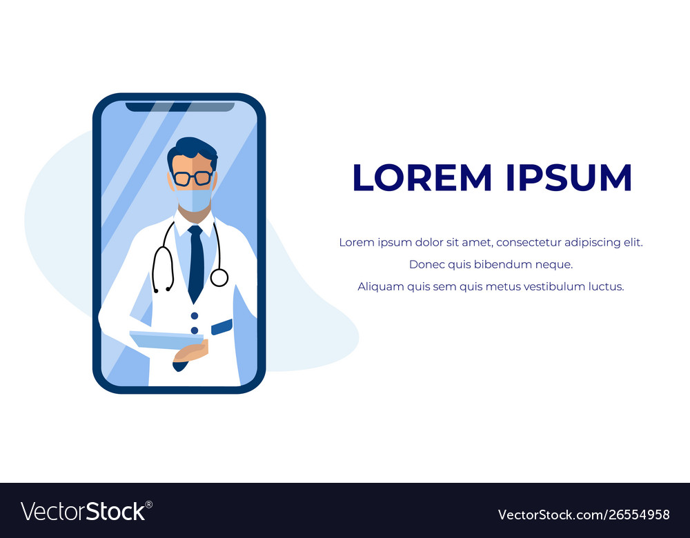 Online doctor application advertising text banner