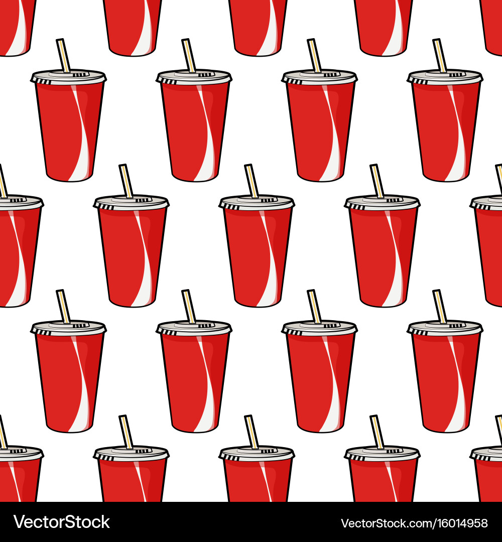 Pattern with red soda cup straw Royalty Free Vector Image