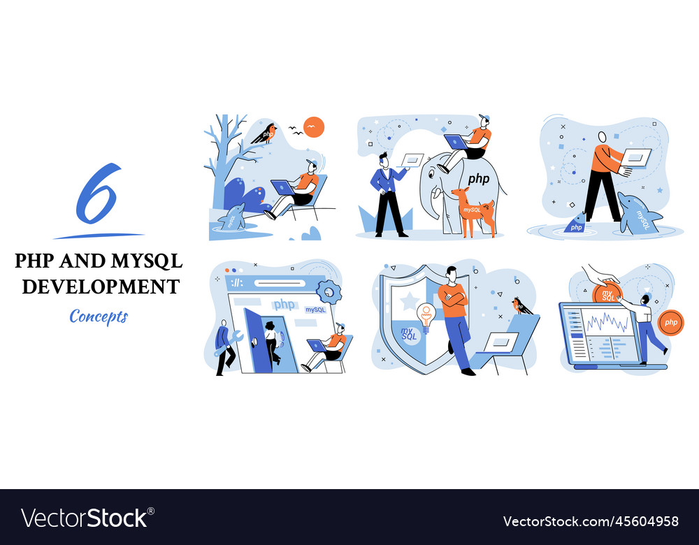 Php and mysql development software website vector image Php and mysql development software website