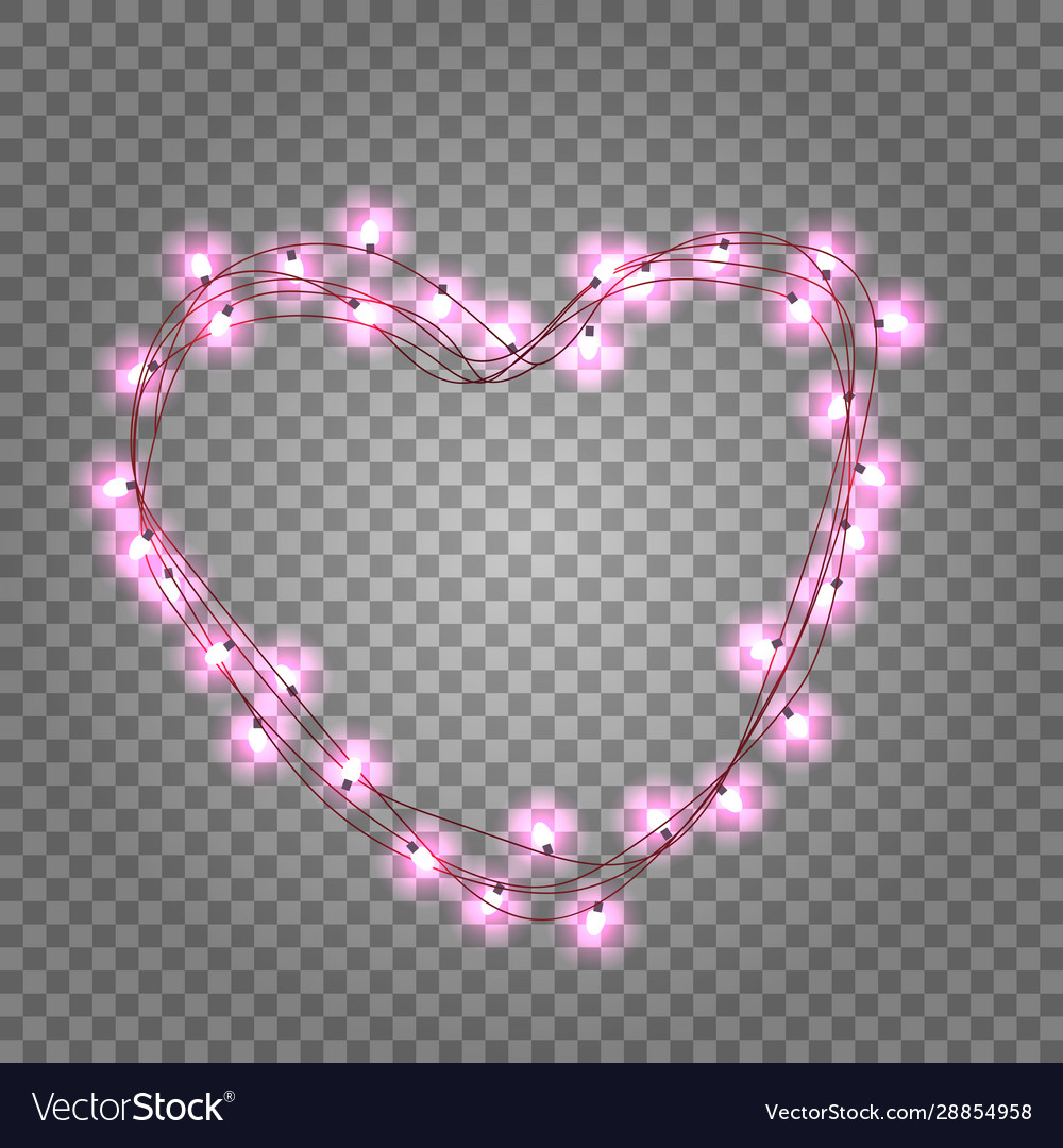 Pink light bulbs in heart shaped frame