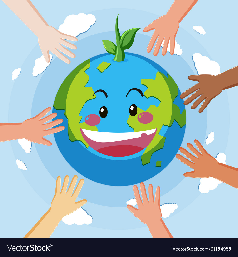 Poster design for happy earth day with hands Vector Image