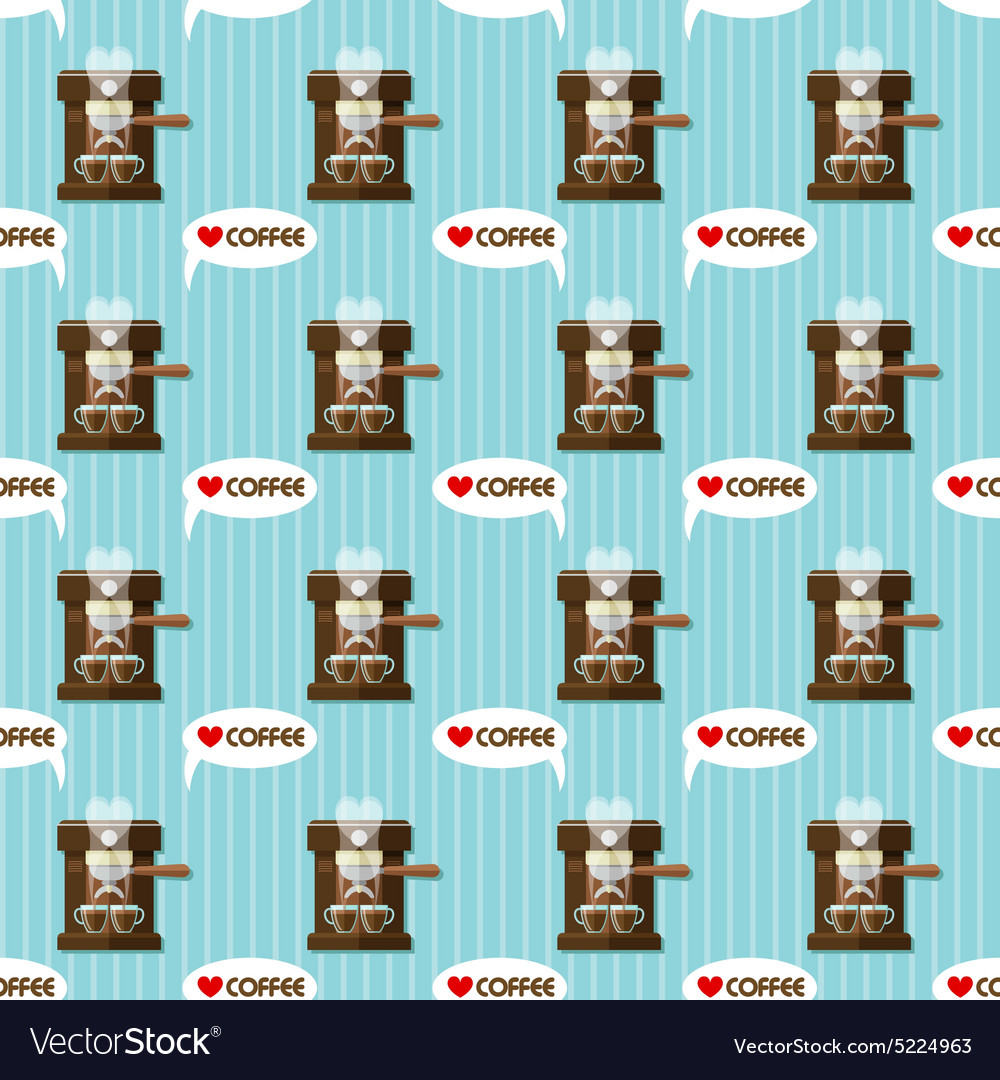 Coffee machine and cups seamless pattern