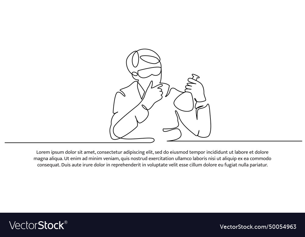 Continuous line design of the man doing lab vector image Continuous line design of the man doing lab