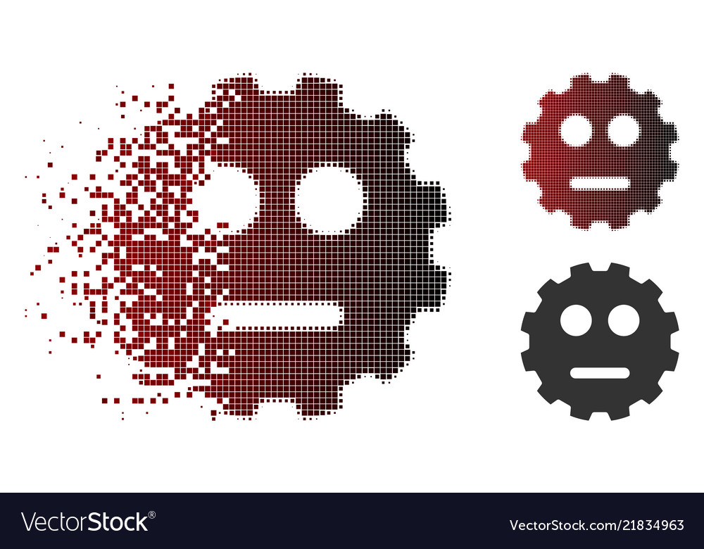 Verteilte gepunktete Halbton neutrale lächelnde Zahnrad-Ikone