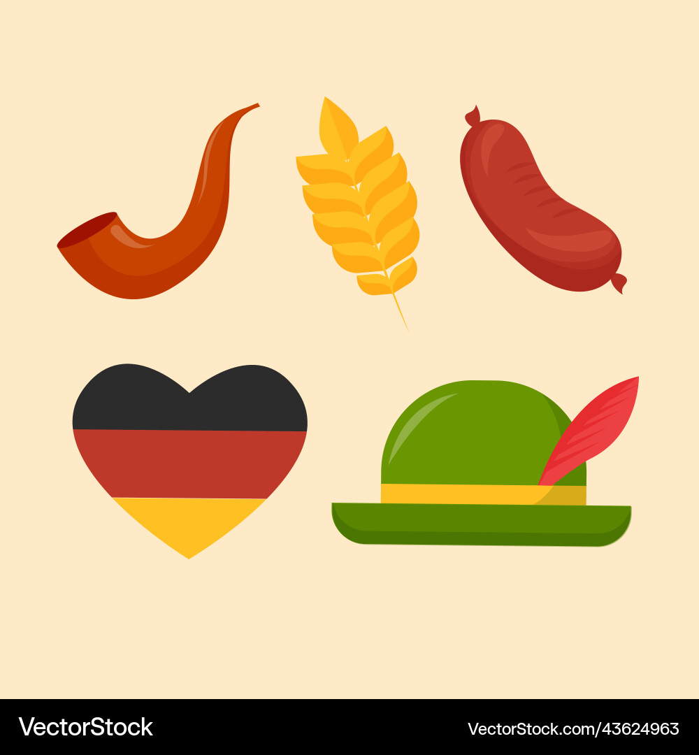 Flat elements set for oktoberfest celebration Vector Image